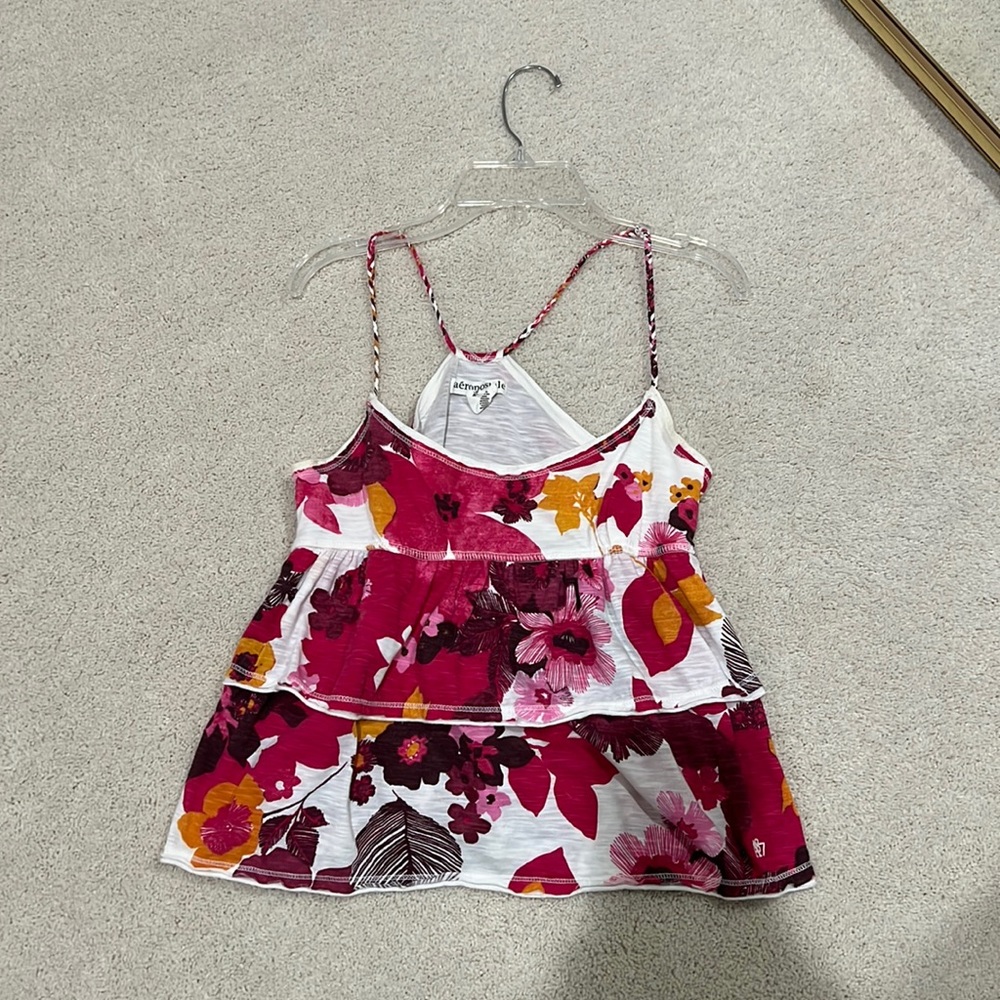Floral Print Ruffled Layered shirt (Size Small)